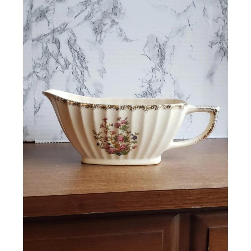 Vintage gravy boat, floral design